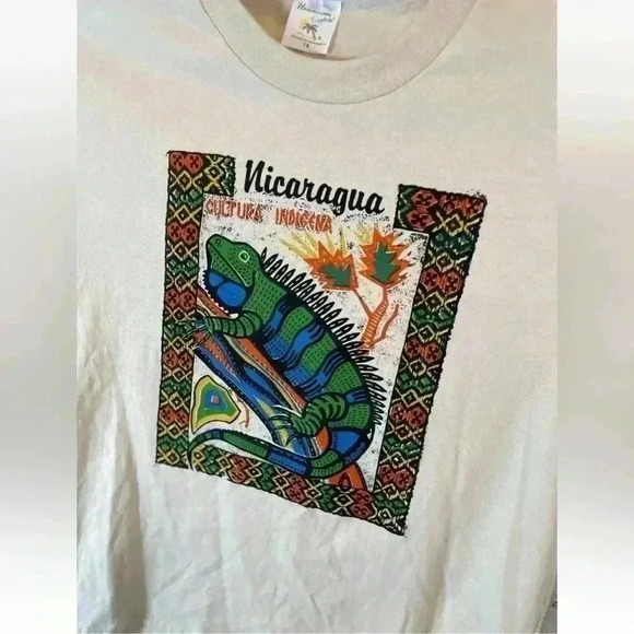 Hawaiian Tropical Iguana Bearded Dragon TAN T Shirt Nicaragua Kids Size 16 NWOT - Picture 3 of 13